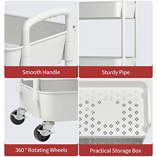 Sywhitta Rolling 3-Tier Plastic Utility Cart - Versatile Storage - Image 6