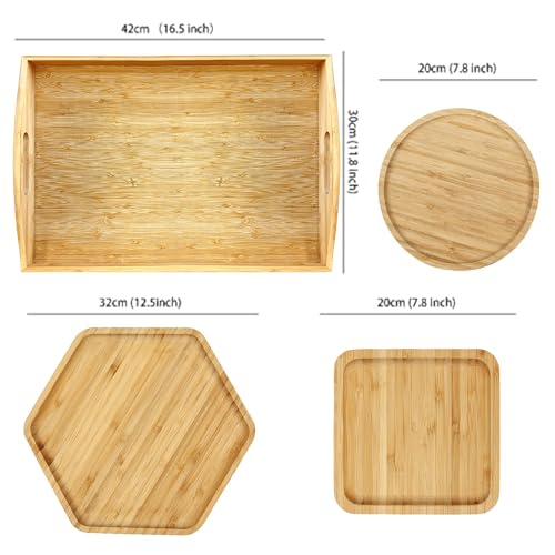 Elegant Bamboo Serving Trays with Easy-Grip Handles - Image 2