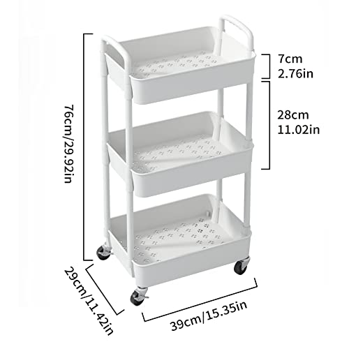 Sywhitta Rolling 3-Tier Plastic Utility Cart - Versatile Storage - Image 2