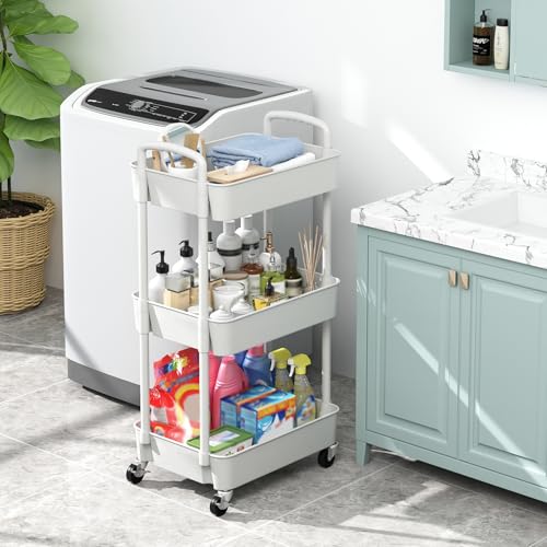 Sywhitta Rolling 3-Tier Plastic Utility Cart - Versatile Storage - Image 5