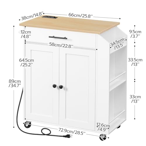 Multifunctional Kitchen Island with Power Outlet by HOOBRO - DIY Builder's Hub