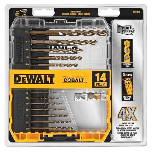 DEWALT 14-Piece Cobalt Steel Drill Bit Set with Pilot Point - DIY Builder's Hub