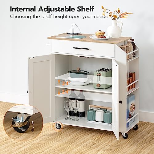 Multifunctional Kitchen Island with Power Outlet by HOOBRO - DIY Builder's Hub