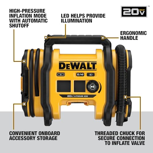 DEWALT 20V MAX Portable Tire Inflator with Auto Shut Off - DIY Builder's Hub