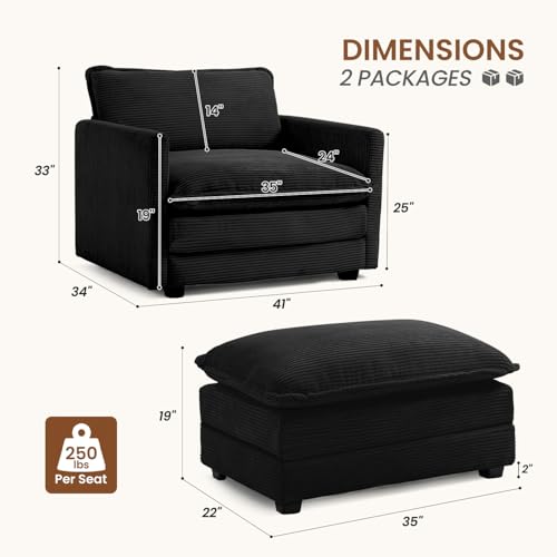 Stylish Corduroy Armchair and Ottoman Set for Cozy Living - DIY Builder's Hub