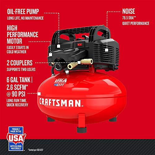 CRAFTSMAN 6 Gallon Oil-Free Pancake Air Compressor with Kit - DIY Builder's Hub