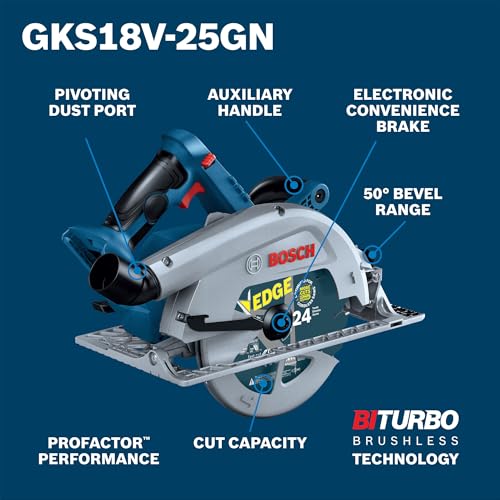 BOSCH GKS18V-25GN 18V Circular Saw - Brushless, Track Compatible - DIY Builder's Hub
