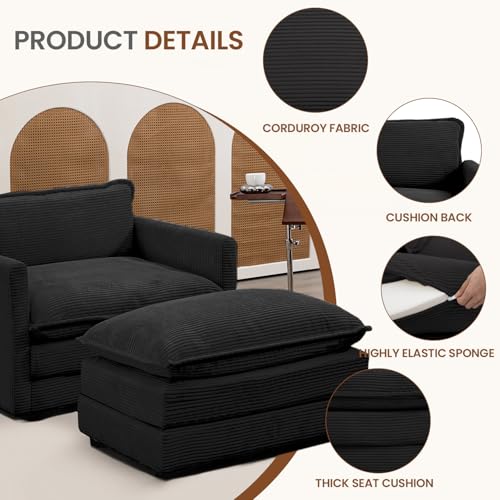 Stylish Corduroy Armchair and Ottoman Set for Cozy Living - DIY Builder's Hub