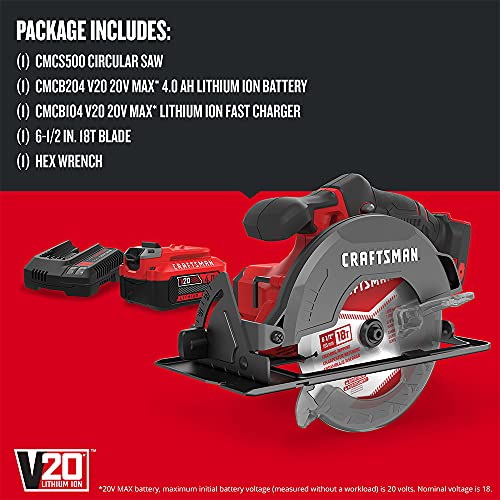 CRAFTSMAN V20 6-1/2" Cordless Circular Saw Kit with Battery - DIY Builder's Hub