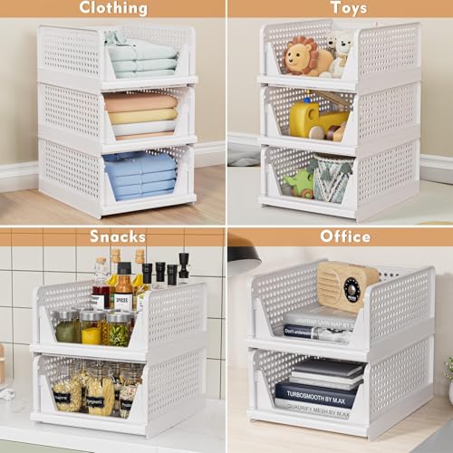 Stackable Closet Storage Bins - Set of 5 Durable Organizers - DIY Builder's Hub