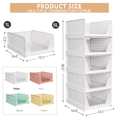 Stackable Closet Storage Bins - Set of 5 Durable Organizers - DIY Builder's Hub