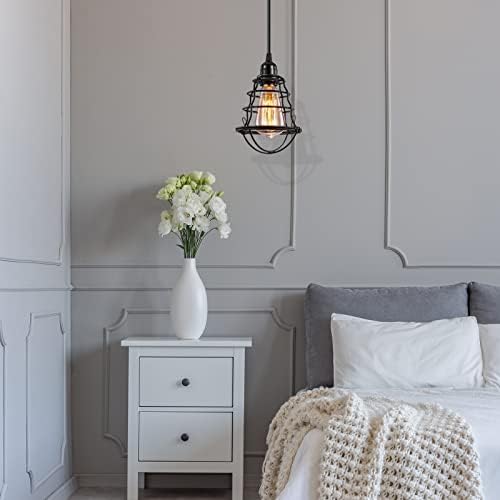 Vintage Adjustable Hanging Cage Pendant Light Fixture - DIY Builder's Hub
