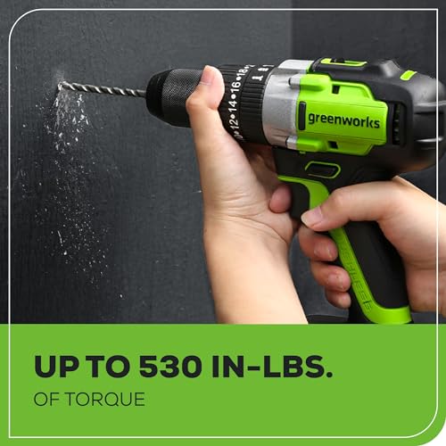 Greenworks 24V Brushless 1/2" Hammer Drill with Battery & Charger - DIY Builder's Hub
