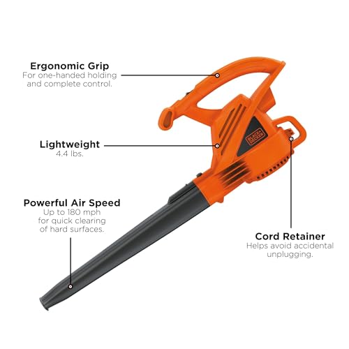 BLACK+DECKER 7-Amp Electric Leaf Blower - Lightweight, 180 MPH - DIY Builder's Hub