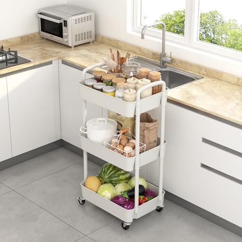 Sywhitta Rolling 3-Tier Plastic Utility Cart - Versatile Storage - DIY Builder's Hub