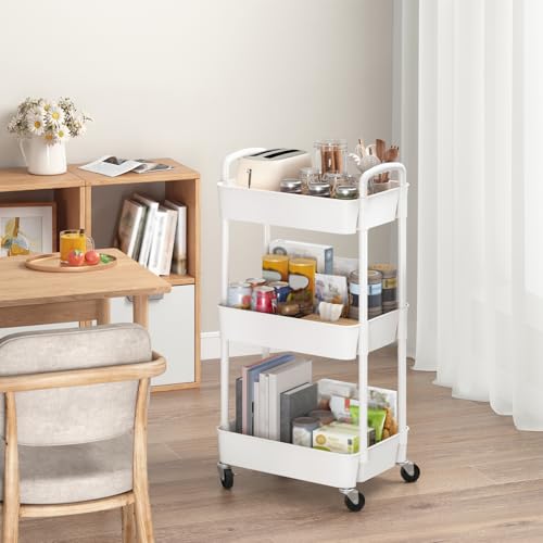 Sywhitta Rolling 3-Tier Plastic Utility Cart - Versatile Storage - DIY Builder's Hub