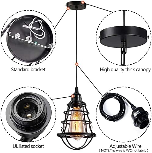 Vintage Adjustable Hanging Cage Pendant Light Fixture - DIY Builder's Hub